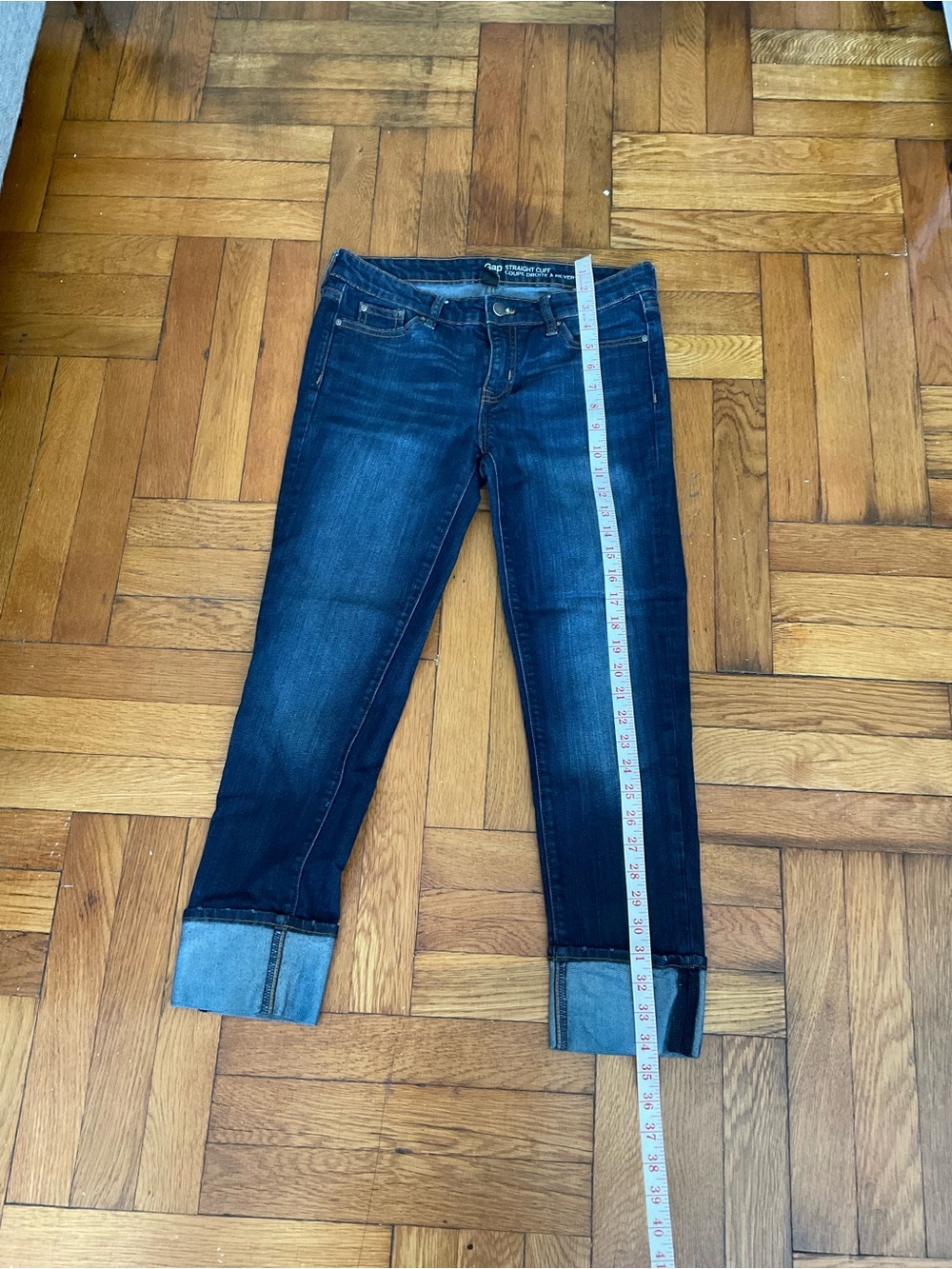 Gap 1969 Straight Cuff Jeans Women’s Size 4/27R Dark Wash Cropped Denim